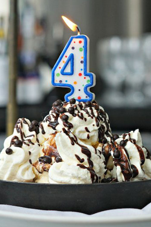 Ice Cream sundae for a 4th birthday or anniversary celebration